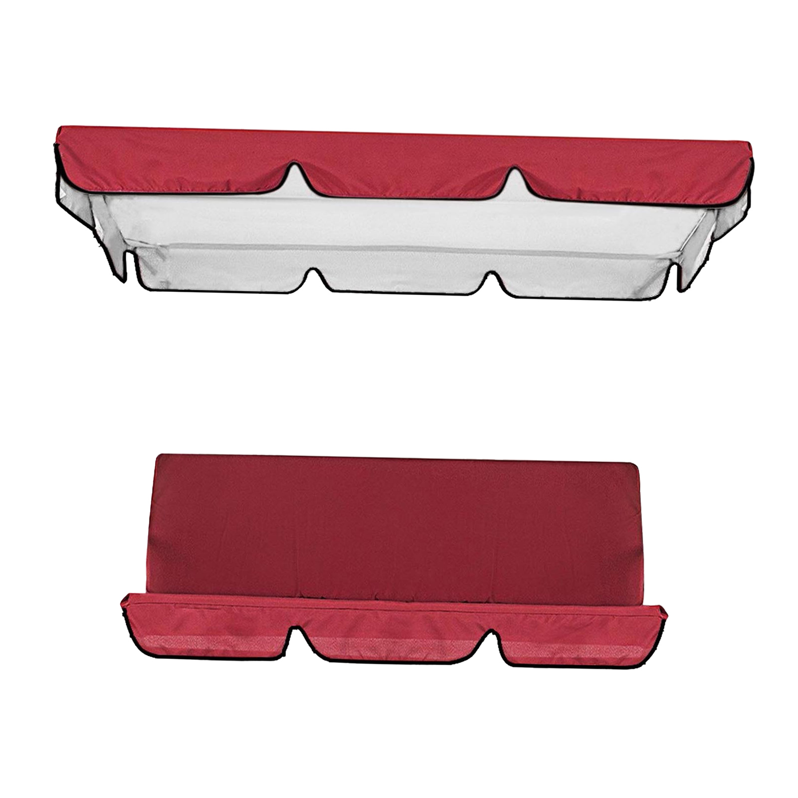 Fanmusic 9.84' x 6.69' x 5.12' Red Patio Swing Cushion Cover, Waterproof